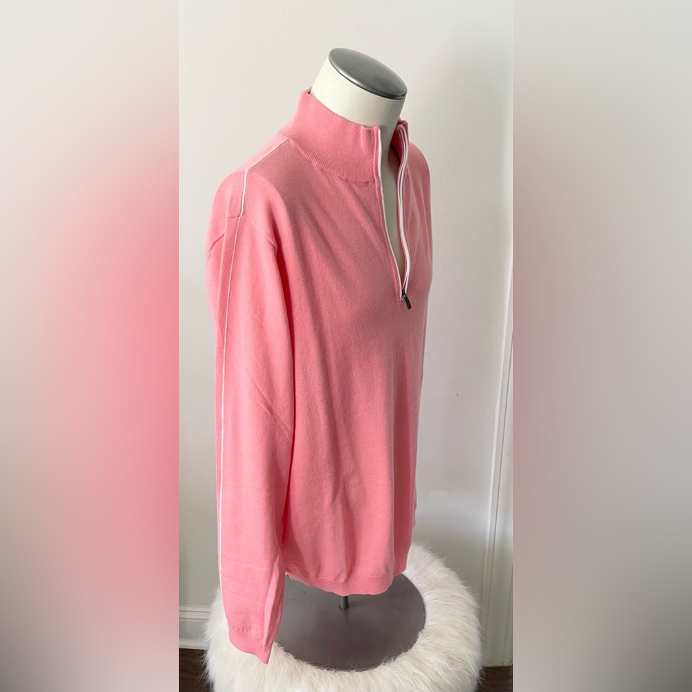 FOOTJOY 1857 CASHMERE BLEND Pink Half Zip Pullover Size Large - Picture 4 of 10
